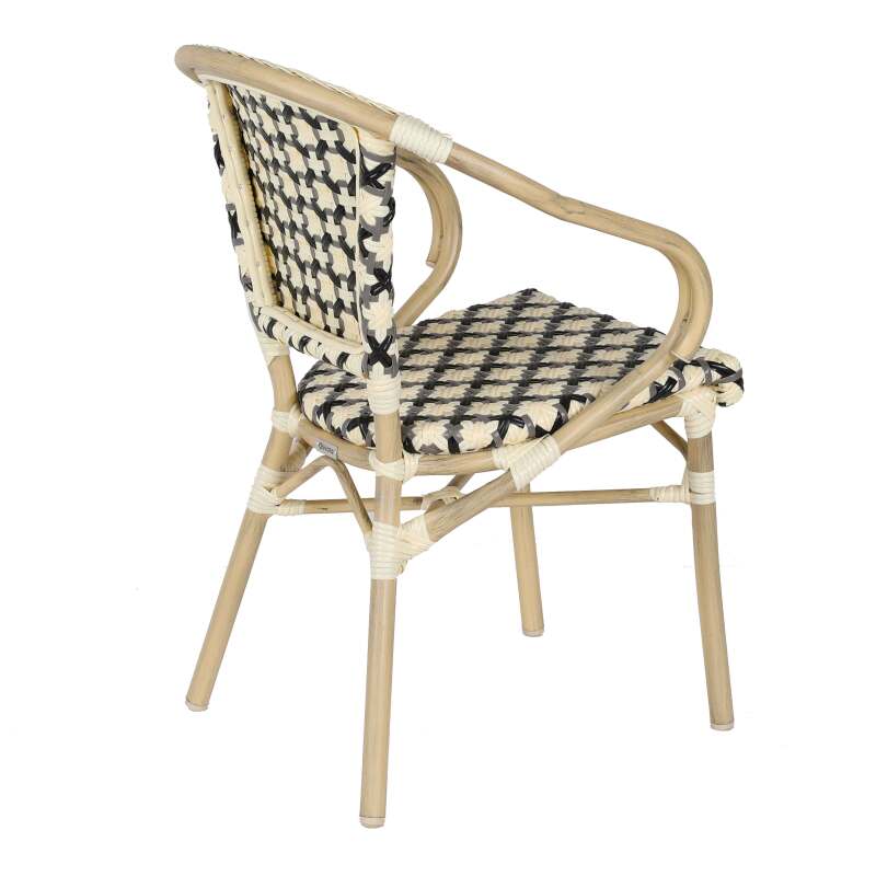 Mesa de terraza cuadrada de contrachapado con canto de aluminio ⌀60 cm y 2 sillas estilo bistró parisino