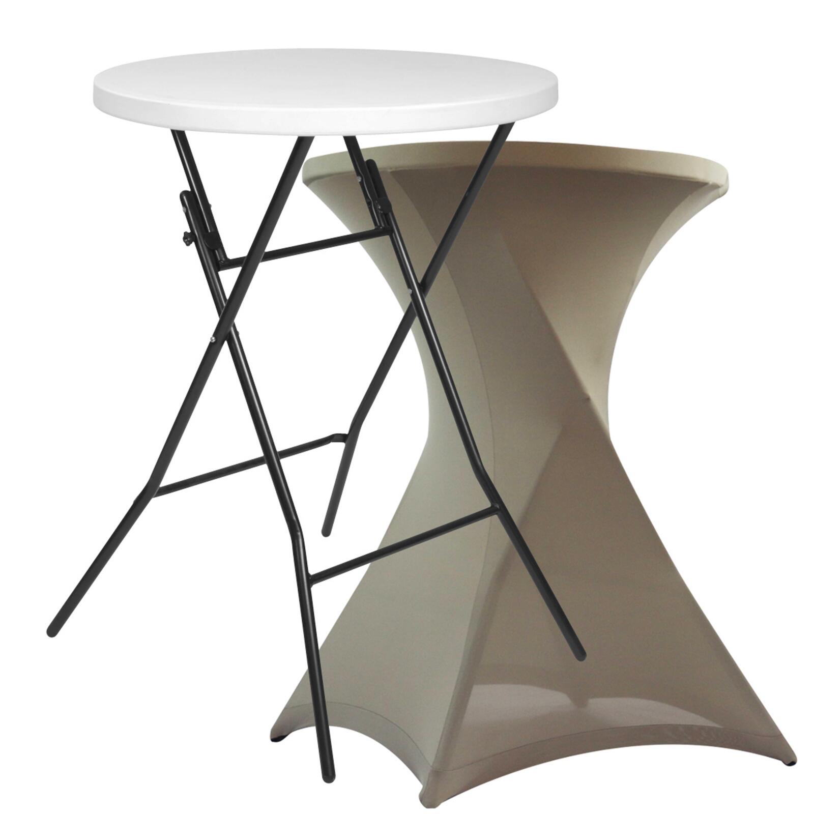 Mesa alta plegable 110x80 y funda elástica arena Mesa alta plegable 110x80 y funda elástica arena