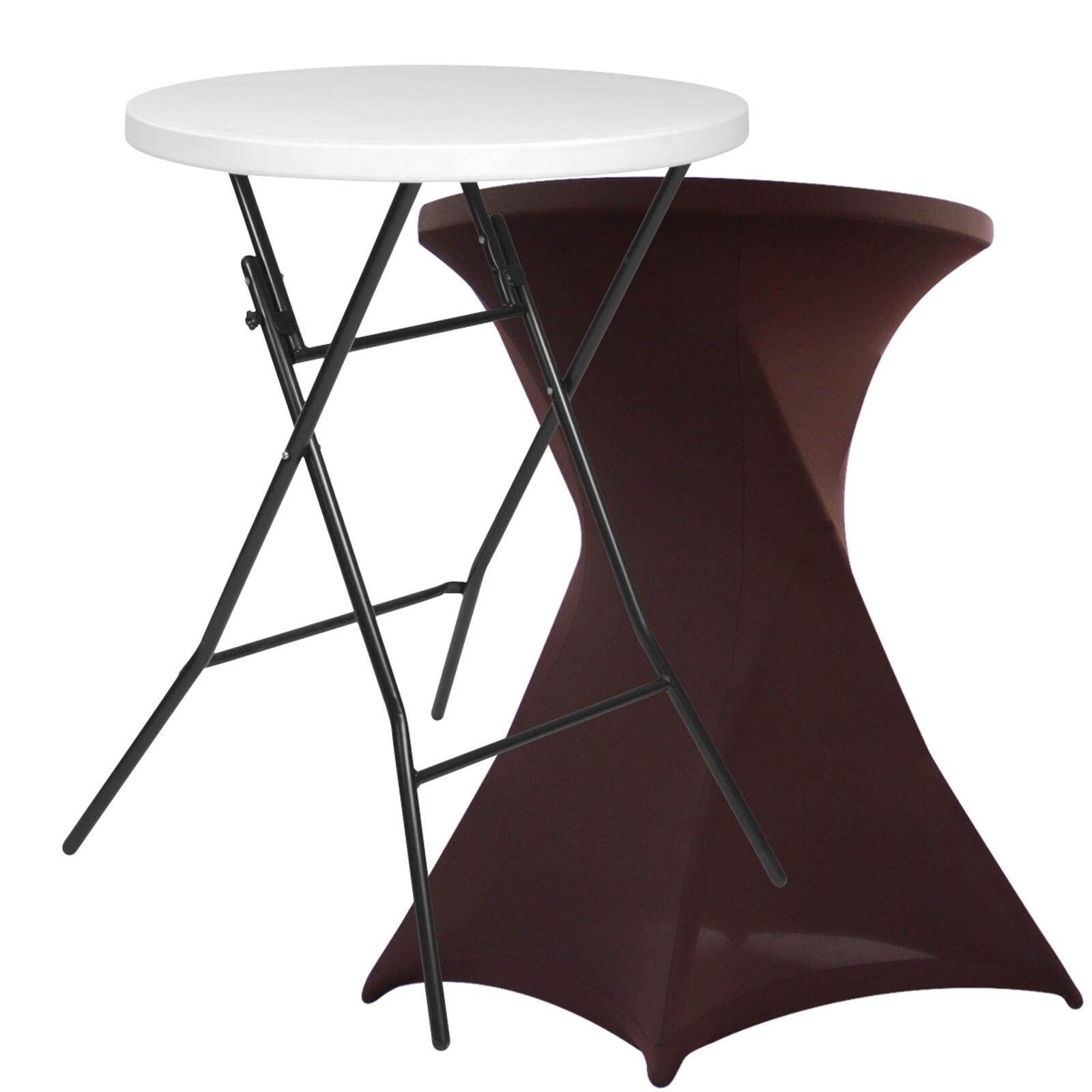 Mesa alta plegable 110x80 y funda elástica marrón Mesa alta plegable 110x80 y funda elástica marrón