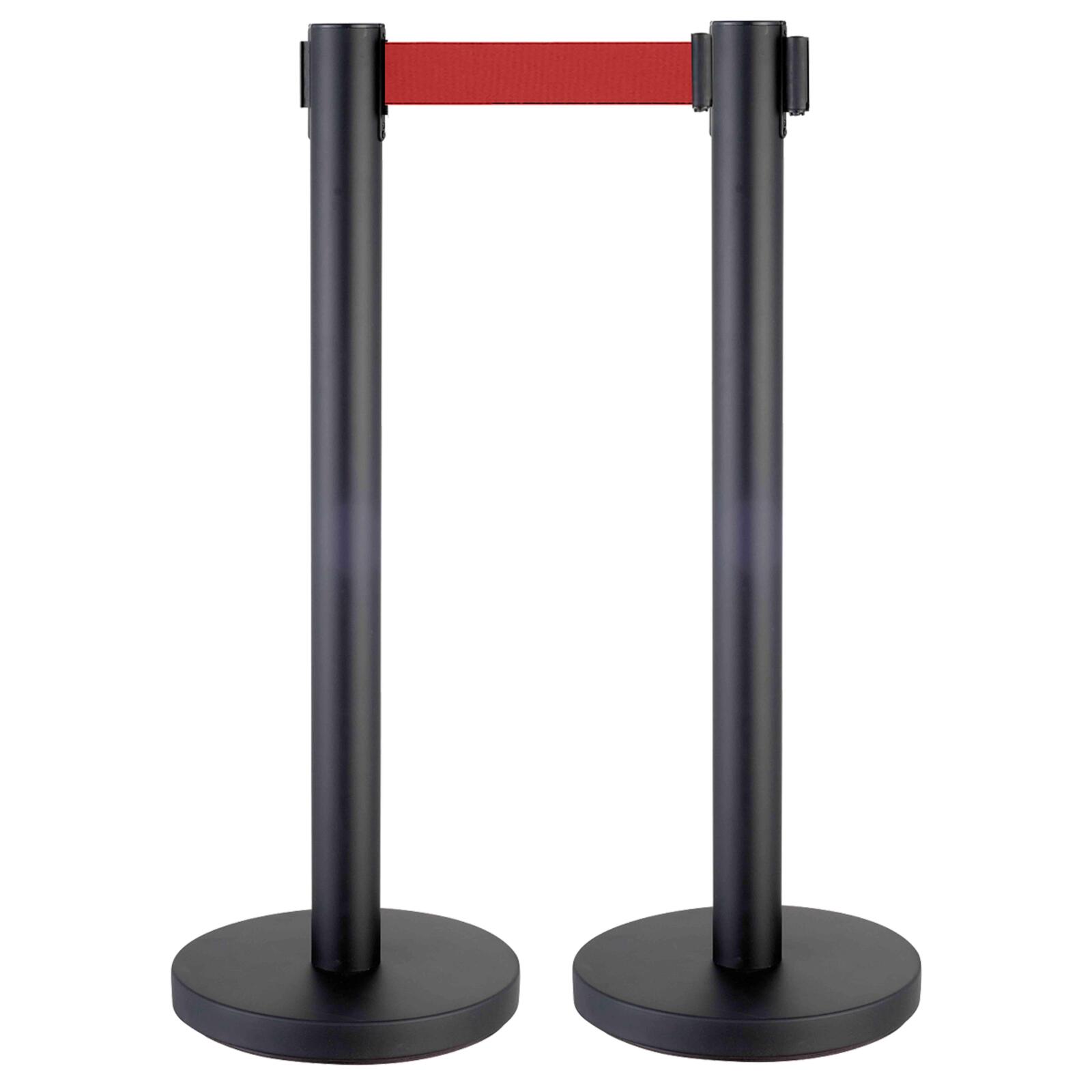 Postes de señalización con correa retráctil roja Postes de señalización con correa retráctil roja