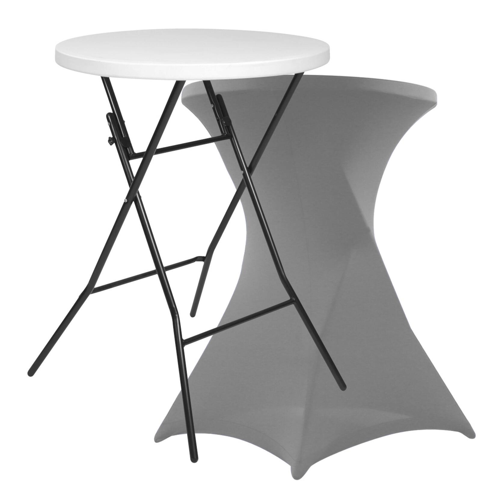 Mesa alta plegable 110x80 y funda elástica gris Mesa alta plegable 110x80 y funda elástica gris