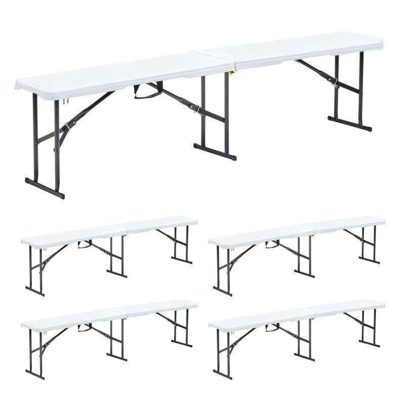 Conjunto de 5 bancos plegables 180 cm