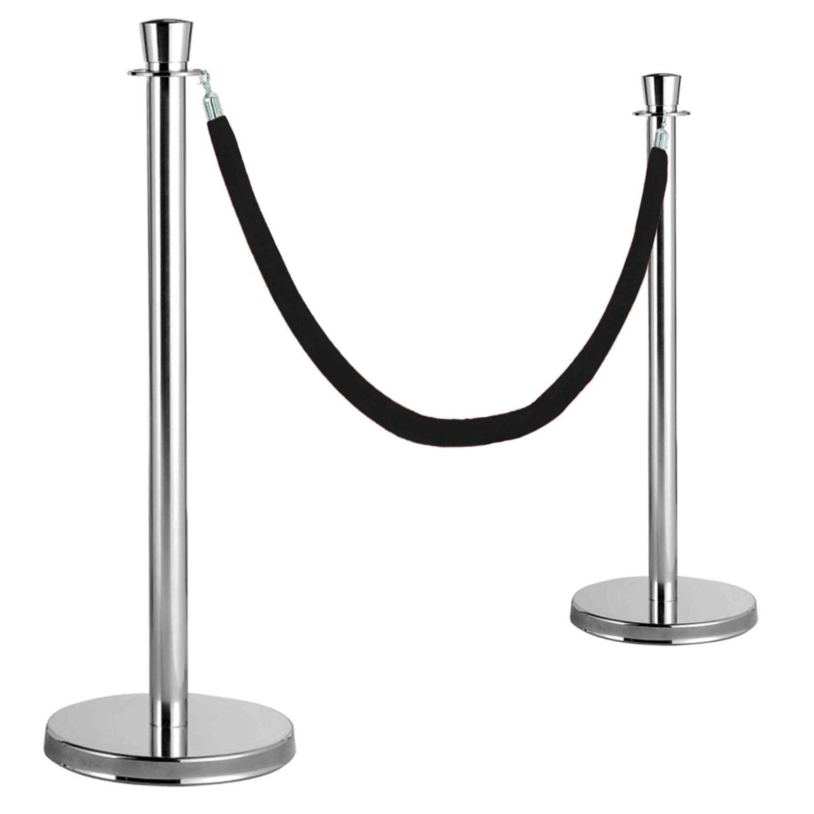 Postes guía de acero inoxidable y cordón de terciopelo negro Postes guía de acero inoxidable y cordón de terciopelo negro