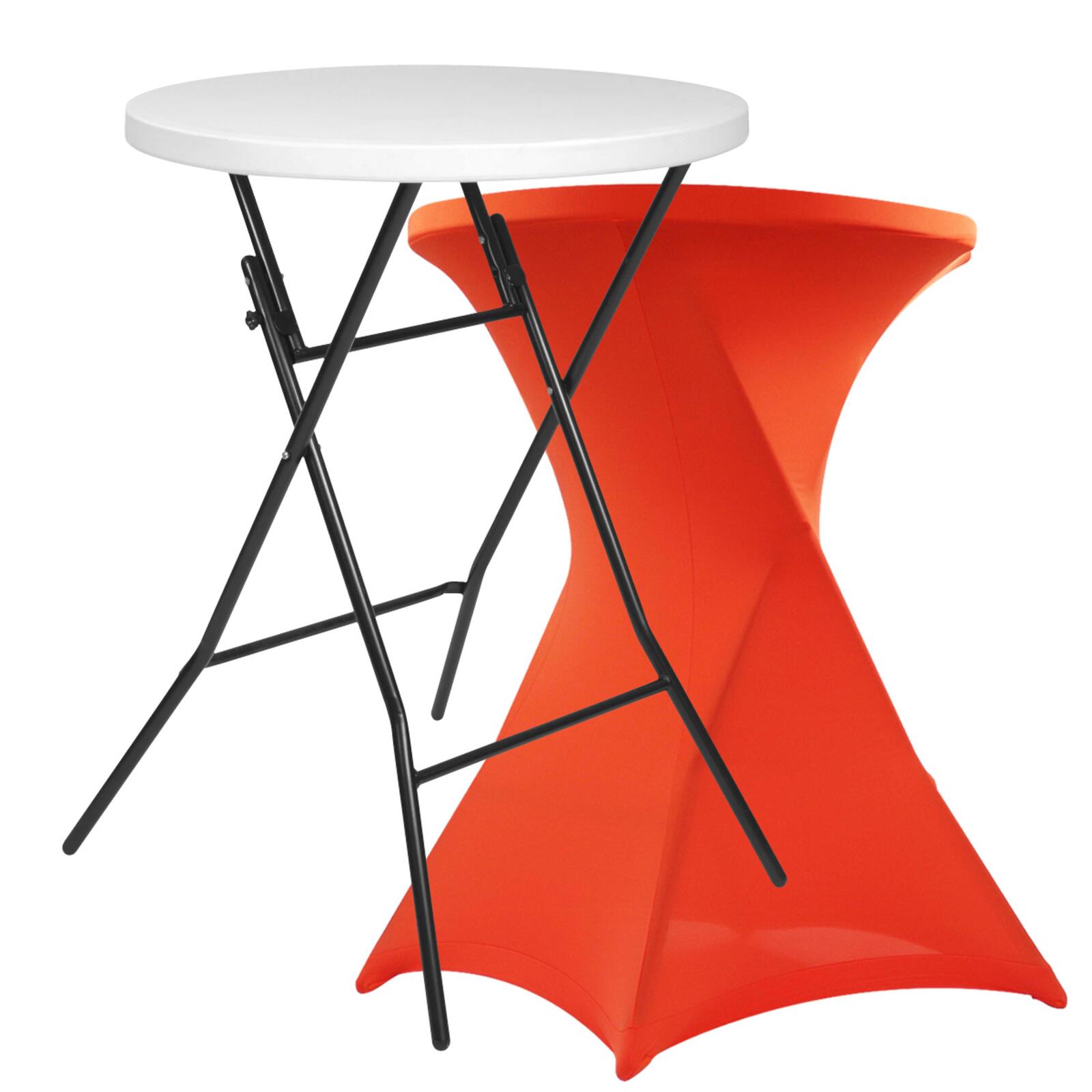 Mesa alta plegable con funda elástica naranja Mesa alta plegable con funda elástica naranja