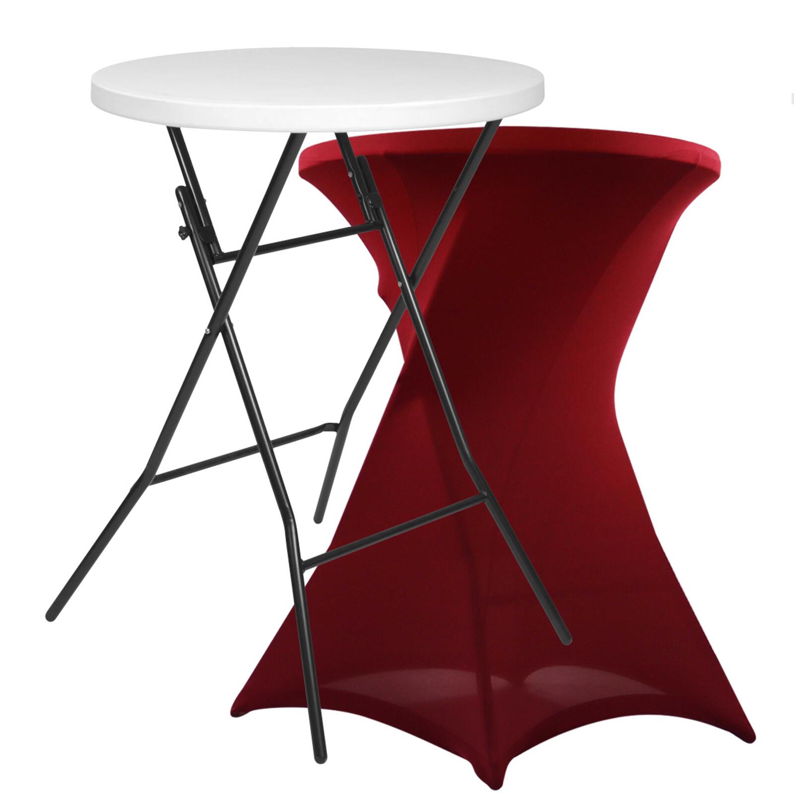 Mesa alta plegable 80 cm con funda burdeos Mesa alta plegable 80 cm con funda burdeos