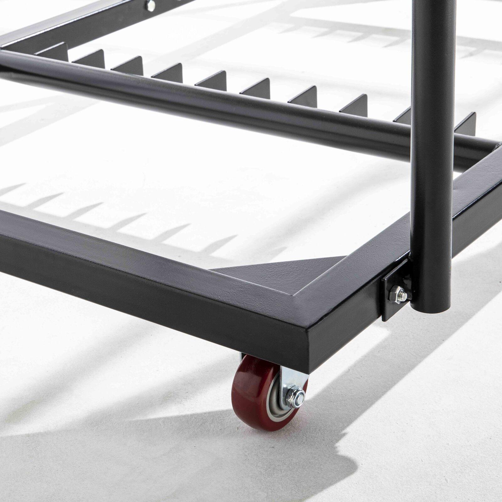 Conjunto de 18 mesas plegables monobloque 180 cm y carro de transporte Conjunto de 18 mesas plegables monobloque 180 cm y carro de transporte