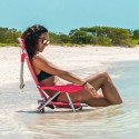 Lote de 4 sillones de playa de playa plegable y reclinable con sombrilla