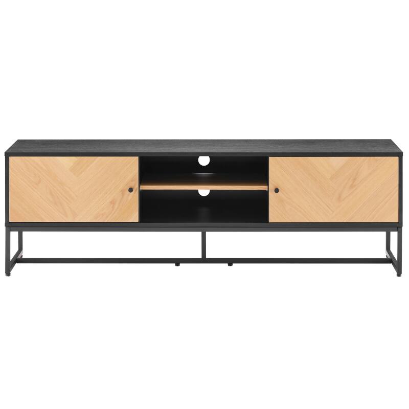 Mueble TV de tablero de partículas con decoración en melamina chapada en roble FSC® 160 cm