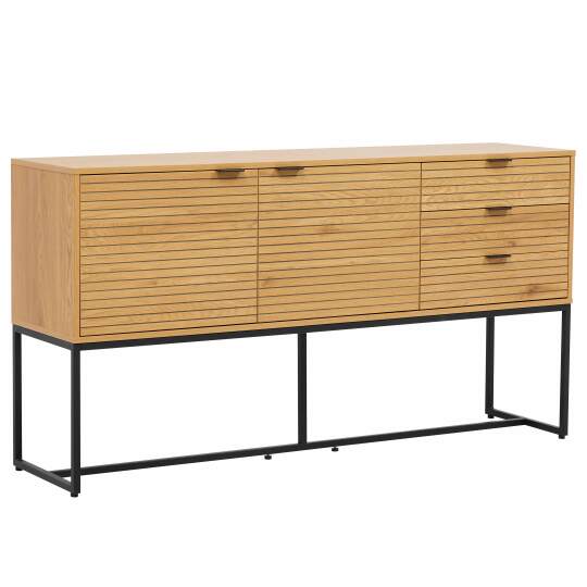 Aparador con 2 puertas y 3 cajones en acero y MDF con decoración en melamina FSC®