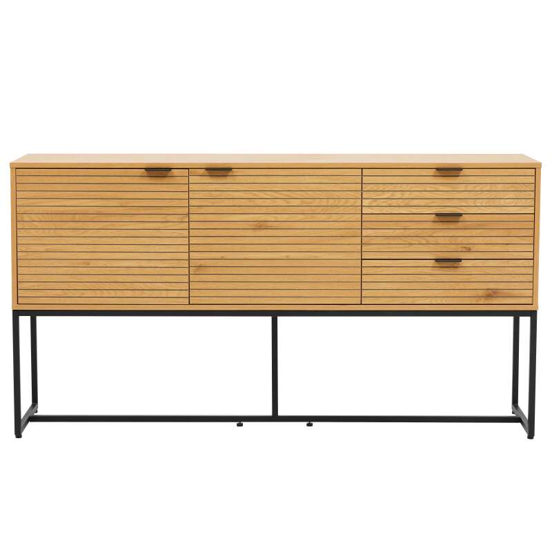 Aparador con 2 puertas y 3 cajones en acero y MDF con decoración en melamina FSC®