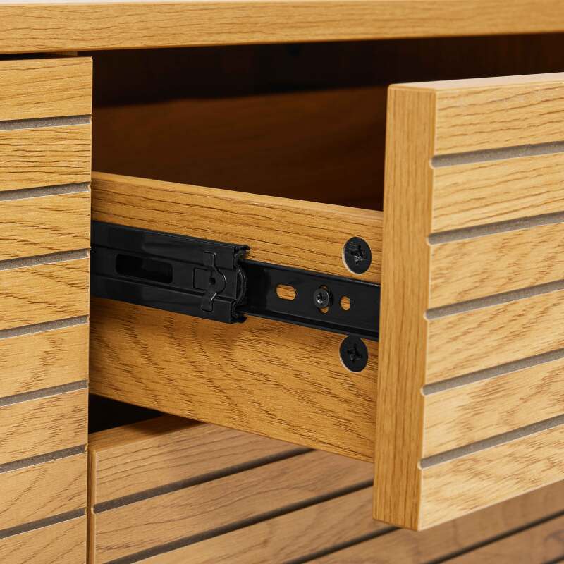 Aparador con 2 puertas y 3 cajones en acero y MDF con decoración en melamina FSC®