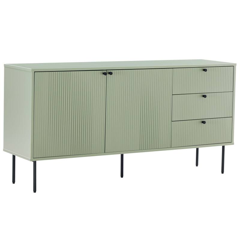 Aparador 2 puertas y 3 cajones en acero y decoración melamina MDF FSC® 150 cm
