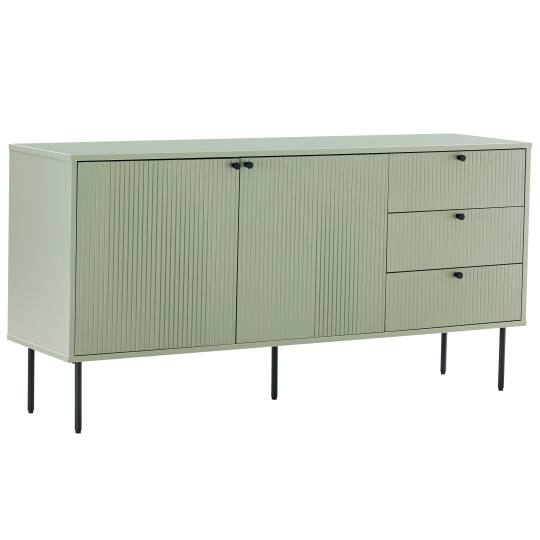 Aparador 2 puertas y 3 cajones en acero y decoración melamina MDF FSC® 150 cm