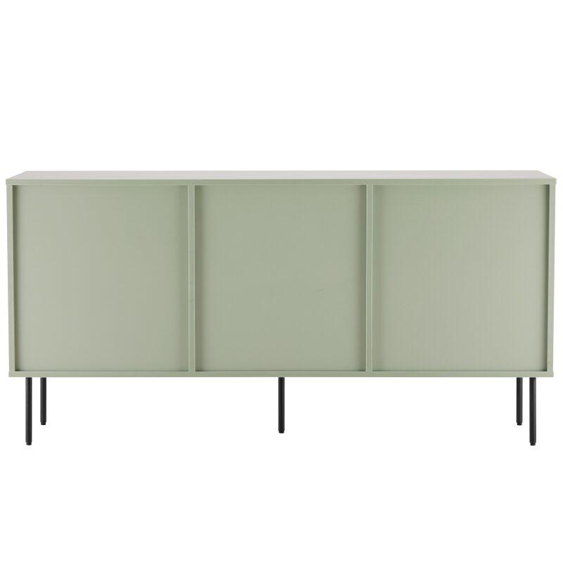 Aparador 2 puertas y 3 cajones en acero y decoración melamina MDF FSC® 150 cm (3/8)