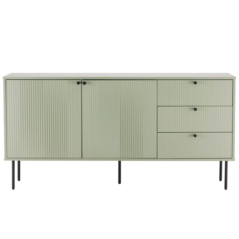 Aparador 2 puertas y 3 cajones en acero y decoración melamina MDF FSC® 150 cm (2/8)