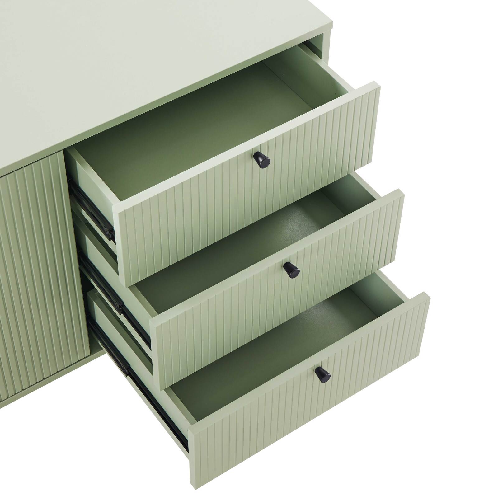 Aparador 2 puertas y 3 cajones en acero y decoración melamina MDF FSC® 150 cm