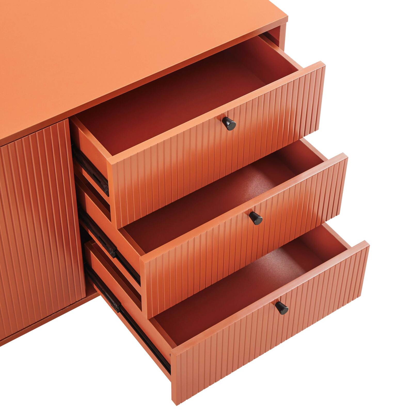 Aparador 2 puertas y 3 cajones en acero y decoración melamina MDF FSC® 150 cm