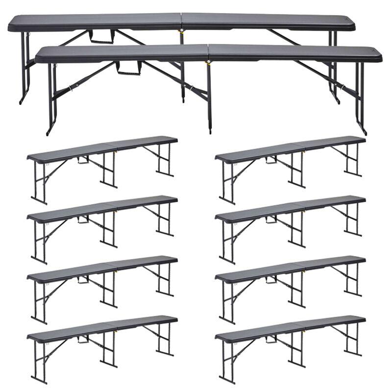 Banco plegable negro 180 cm - Lote de 10