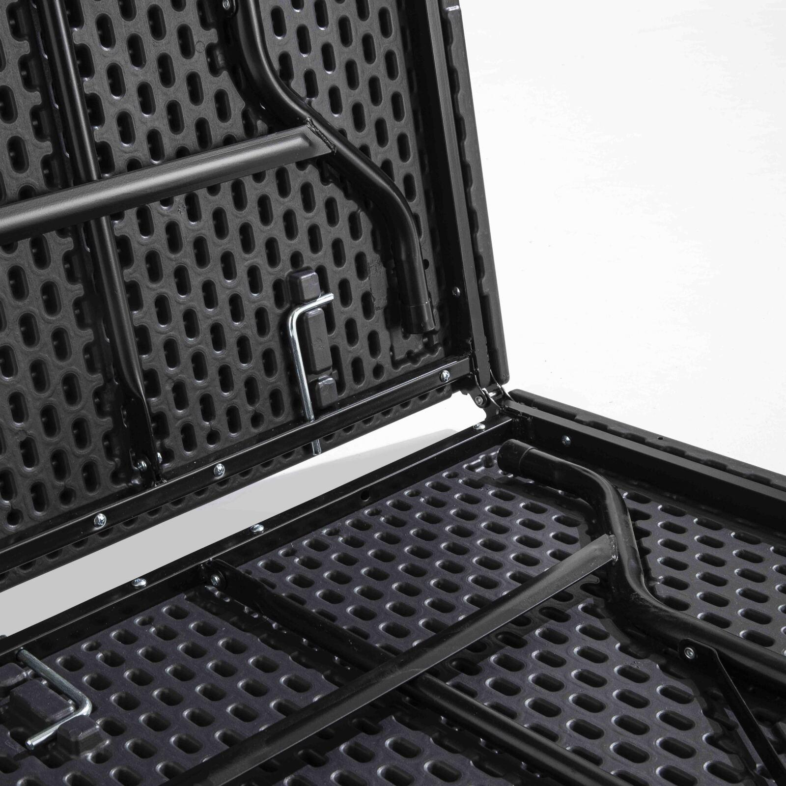 Mesa plegable HDPE negra 180cm - 8 plazas