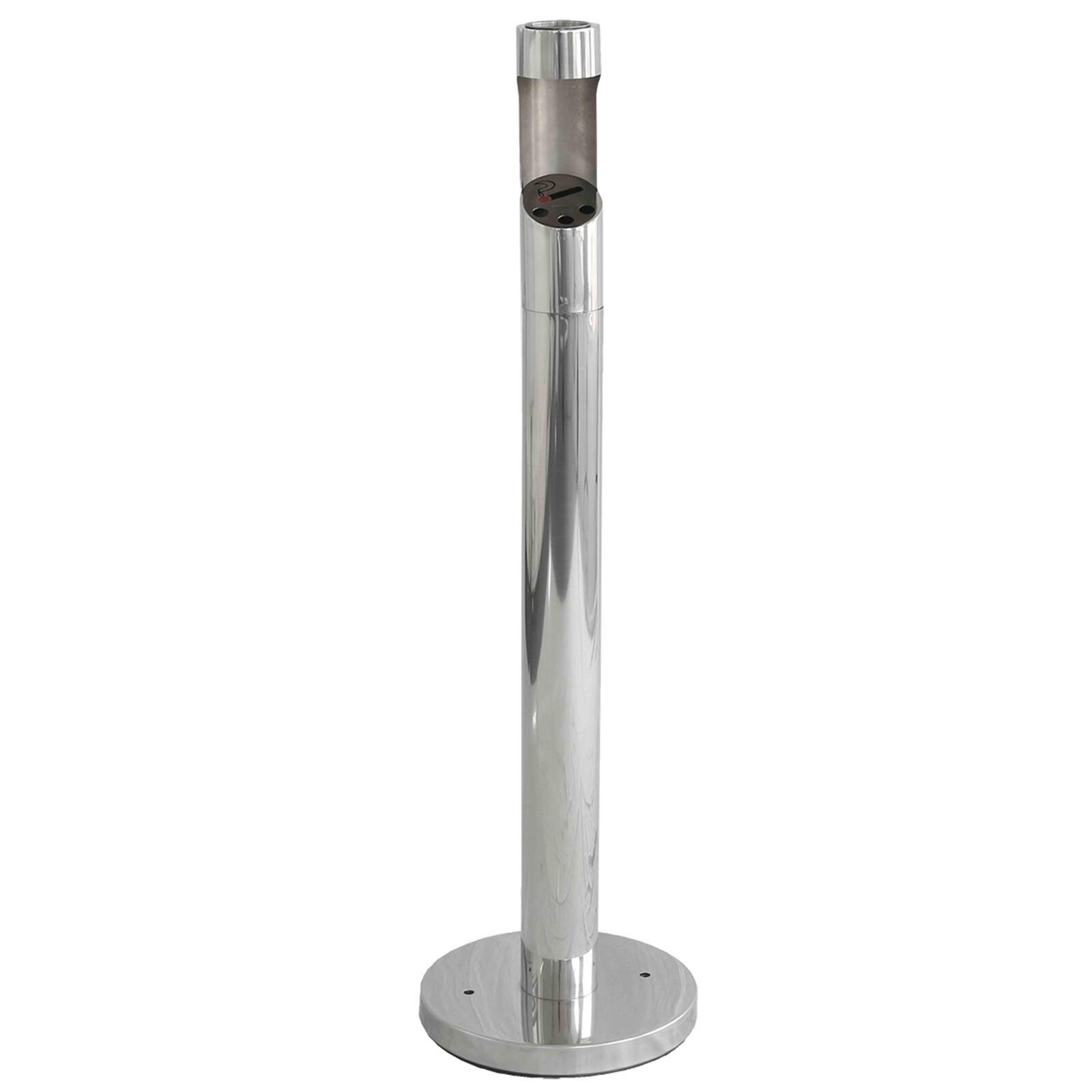 Cenicero exterior para fijar al suelo cromado