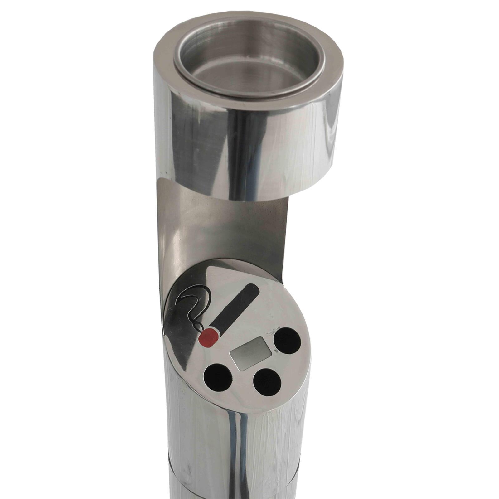 Cenicero exterior para fijar al suelo cromado