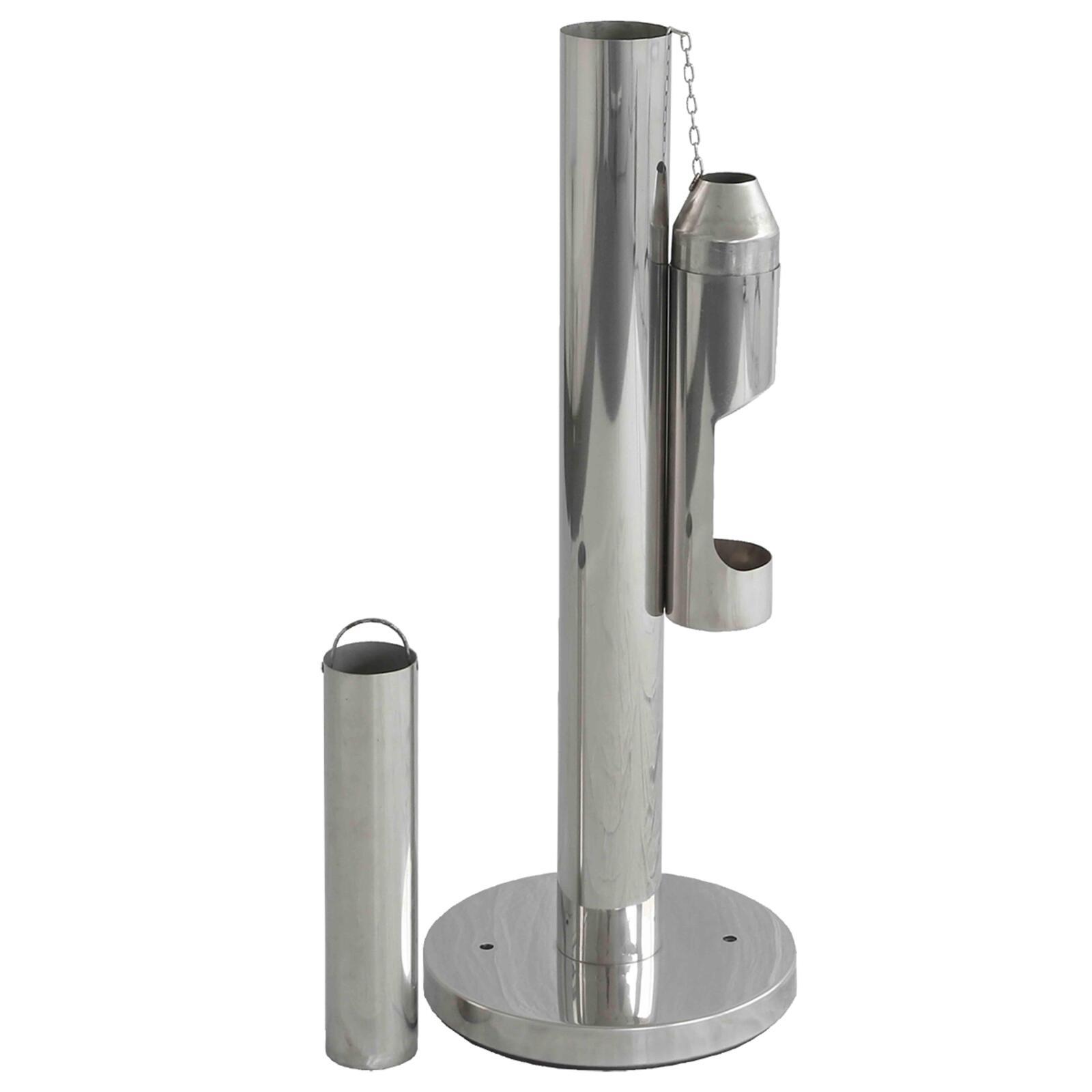 Cenicero exterior para fijar al suelo cromado