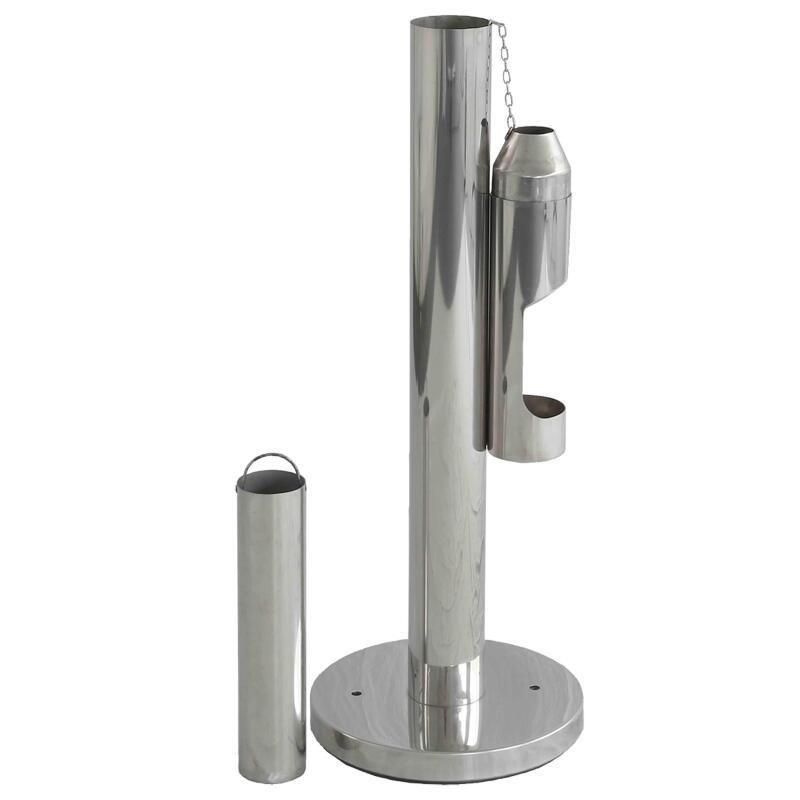 Cenicero exterior para fijar al suelo cromado