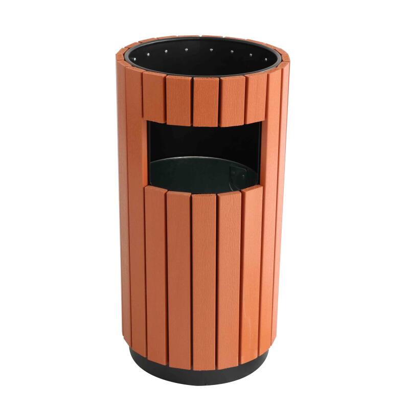 Juego de 2 cubos de basura de madera para exterior + cenicero - 29 L