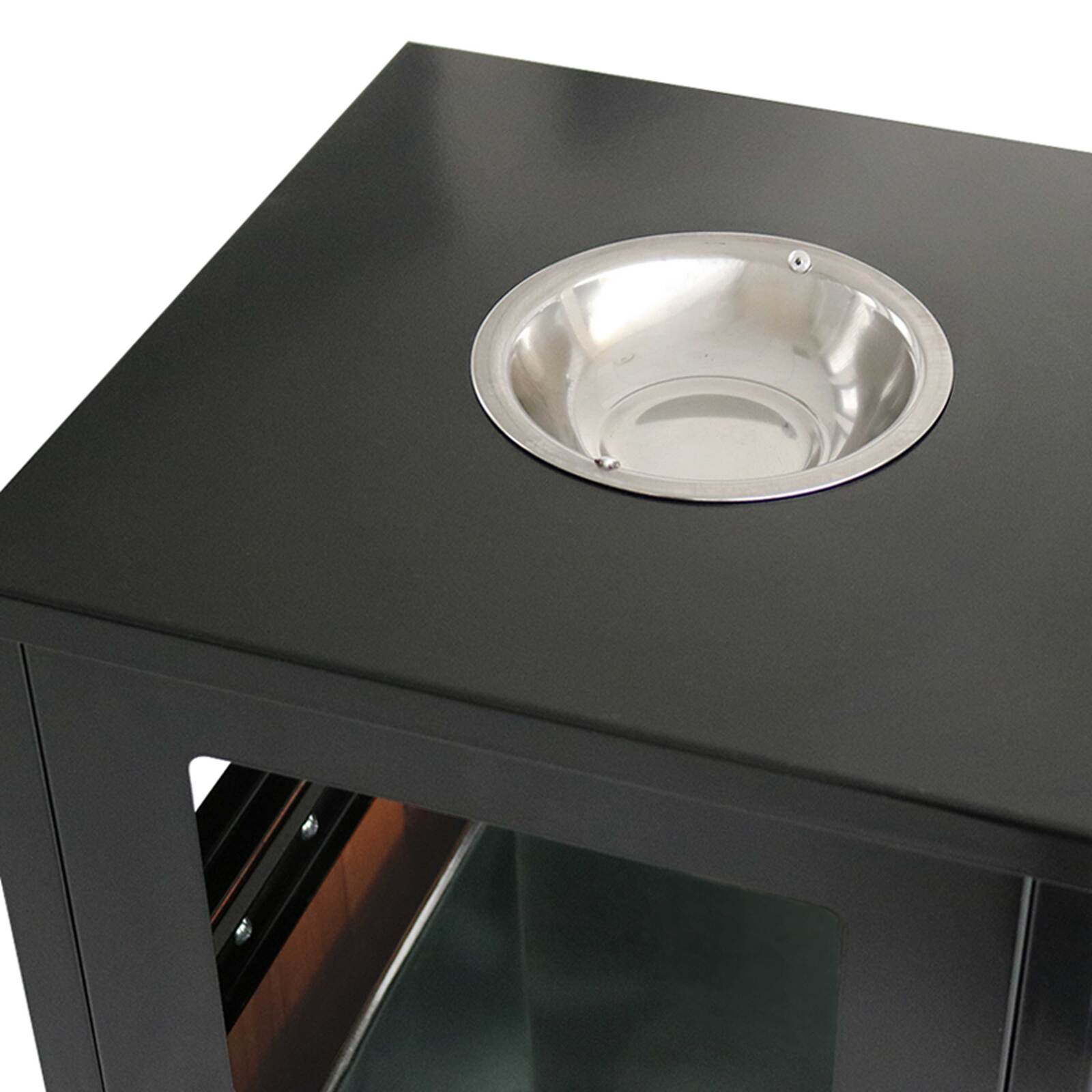 Juego de 2 cubos de basura de acero y polimadera con cenicero - 29L Juego de 2 cubos de basura de acero y polimadera con cenicero - 29L