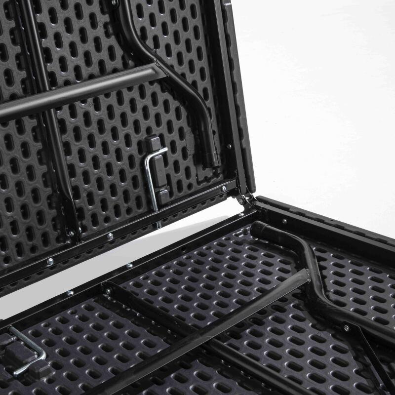 Mesa plegable HDPE negra 180 cm - 8 plazas