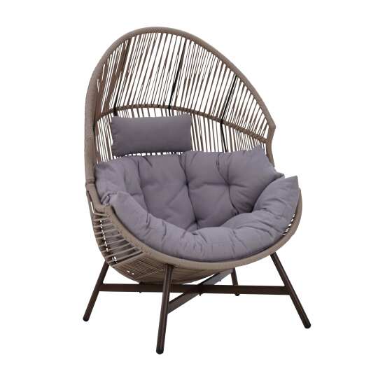 Sillón de jardín Egg sobre base de acero y ratán 142 cm | Oviala