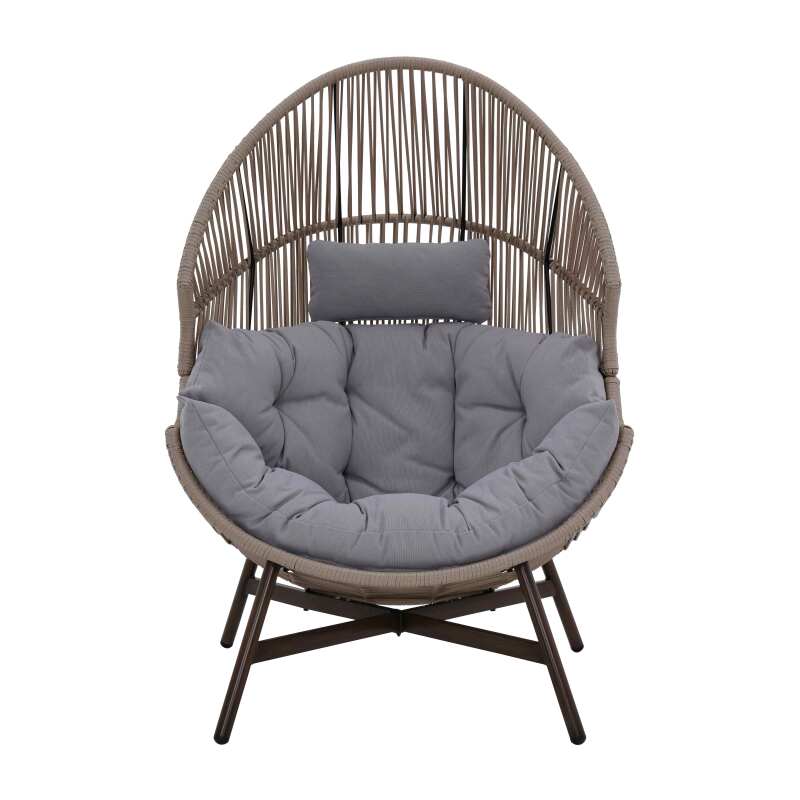 Sillón de jardín Egg sobre base de acero y ratán 142 cm