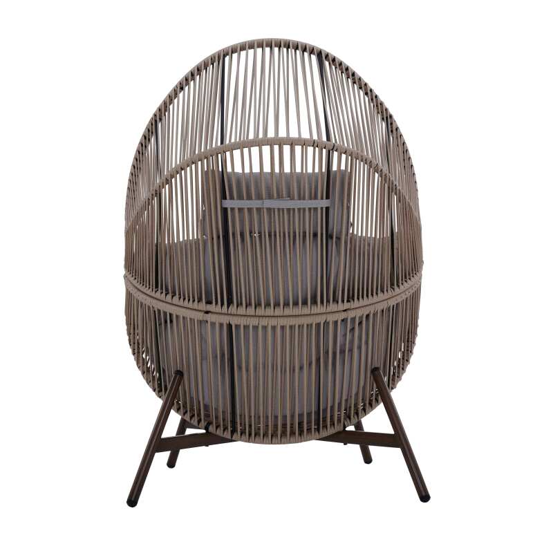 Sillón de jardín Egg sobre base de acero y ratán 142 cm