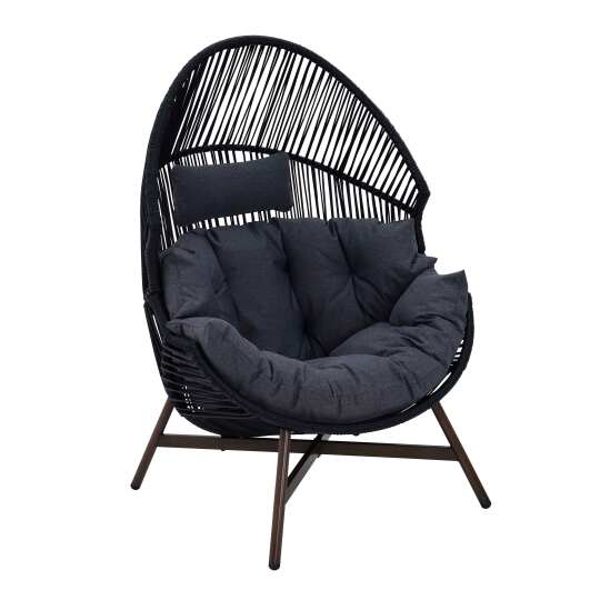 Sillón de jardín Egg sobre base de acero y ratán 142 cm