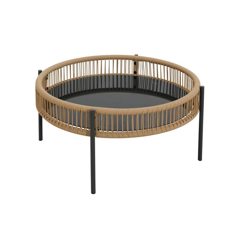 Mueble de jardín de ratán de 4 plazas con sofá, 2 sillones y mesa de centro.