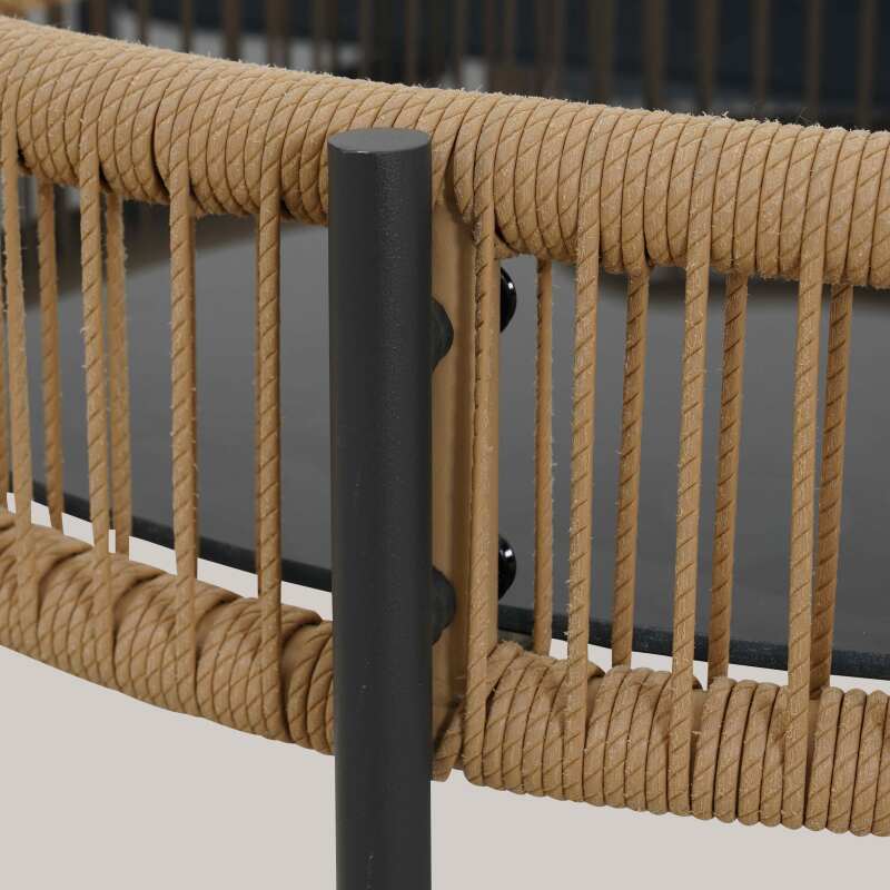 Mueble de jardín de ratán de 4 plazas con sofá, 2 sillones y mesa de centro.