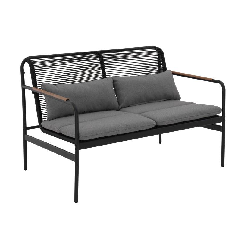 Mueble de jardín metálico de 4 plazas con 1 sofá, 2 sillones y mesa de centro.