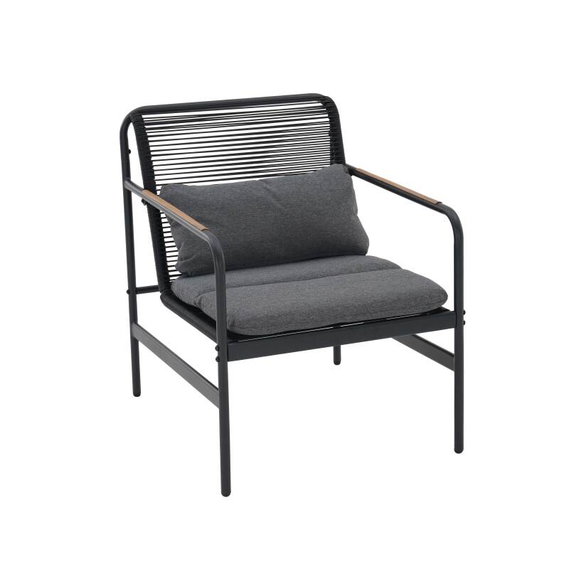 Mueble de jardín metálico de 4 plazas con 1 sofá, 2 sillones y mesa de centro.