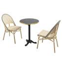 Mesa de terraza ⌀60 cm reclinable laminada y 2 sillas estilo bistró en ratán sintético