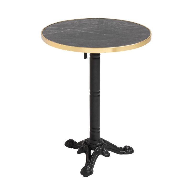 Mesa de terraza ⌀60 cm reclinable laminada y 2 sillas bistro en aluminio y ratán sintético