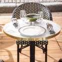 Mesa de terraza ⌀60 cm reclinable laminada y 2 sillas bistro en aluminio y ratán sintético