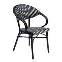 Mesa de terraza ⌀60 cm reclinable laminada y 2 sillas bistro en aluminio y ratán sintético