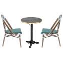 Mesa de terraza ⌀60 cm reclinable laminada y 2 sillas estilo bistró parisino