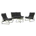 Mueble de jardín metálico de 4 plazas con 1 sofá, 2 sillones y mesa de centro.
