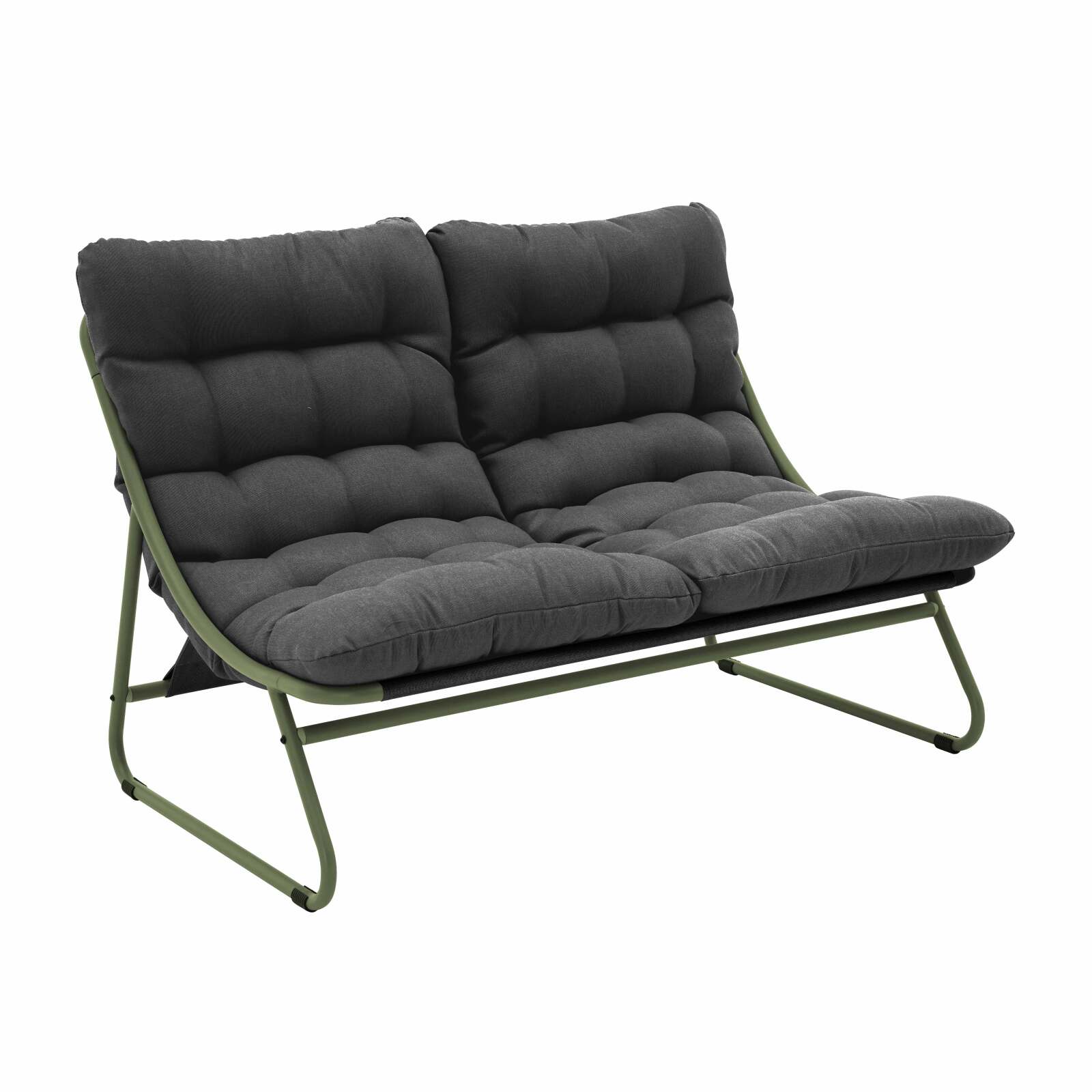 Mueble de jardín metálico de 4 plazas con 1 sofá, 2 sillones y mesa de centro.