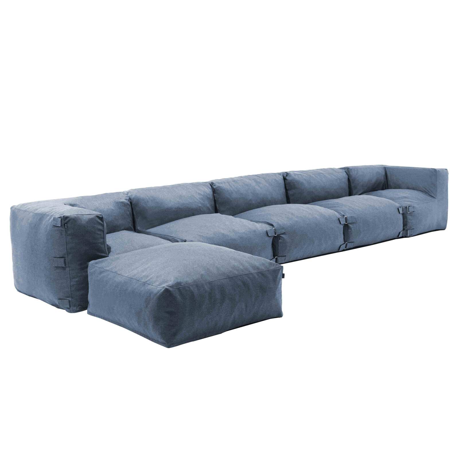 Sofá esquinero fijo modular de 3 plazas, 2 esquinas y 1 puf