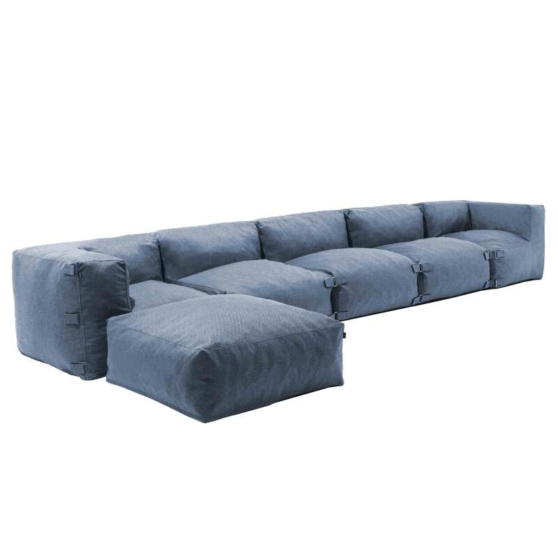 Sofá esquinero fijo modular de 3 plazas, 2 esquinas y 1 puf