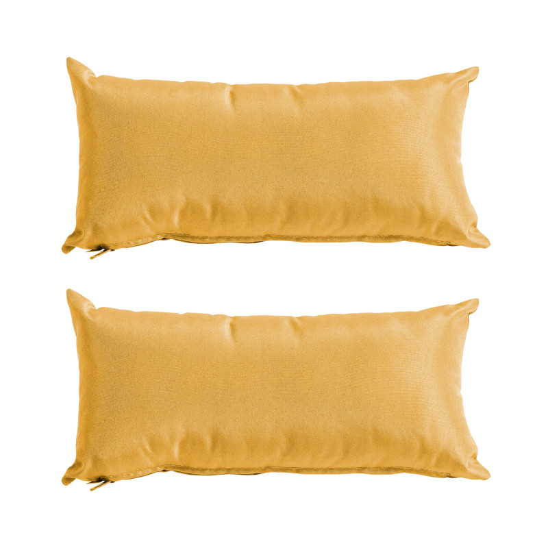 Lote de 2 pequeños cojines rectangulares lisos de exterior con funda extraíble 40 x 20 cm