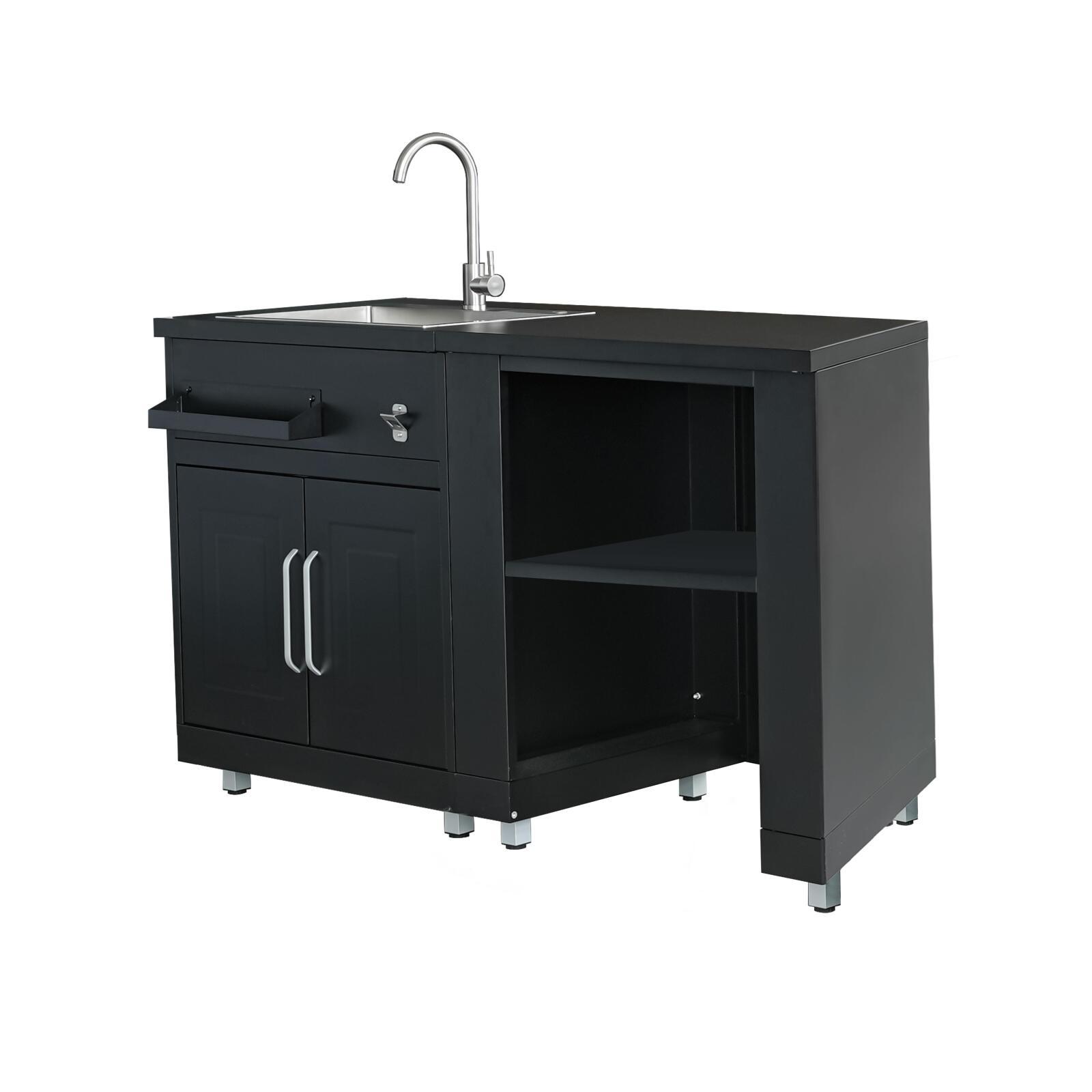 Cocina exterior de acero de 2 elementos con fregadero