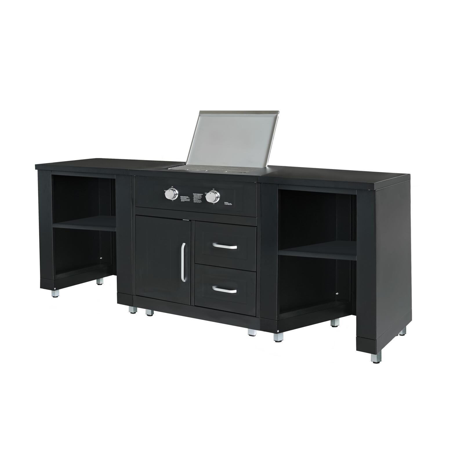 Cocina exterior de acero de 3 elementos con cocina de gas. Cocina exterior de acero de 3 elementos con cocina de gas.